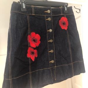 Kate spade embroidered denim skirt